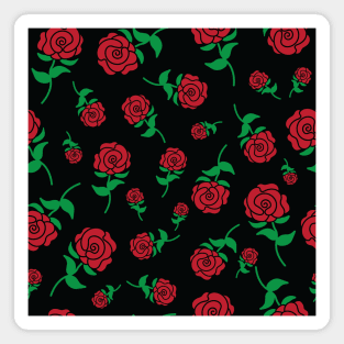 Red Rose Hand Drawn Roses Pattern Magnet